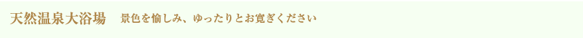 天然温泉大浴場 景色を愉しみ、ゆったりとおくつろぎください