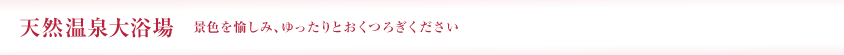 天然温泉大浴場 景色を愉しみ、ゆったりとおくつろぎください